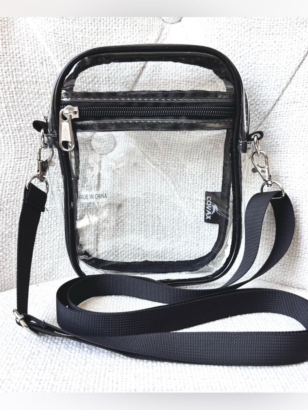 Covax Clear Crossbody Stadium Bag in Black & Clear